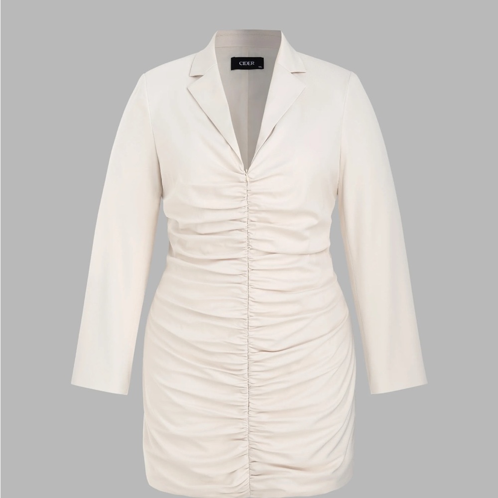 Cream Ruched Blazer Dress